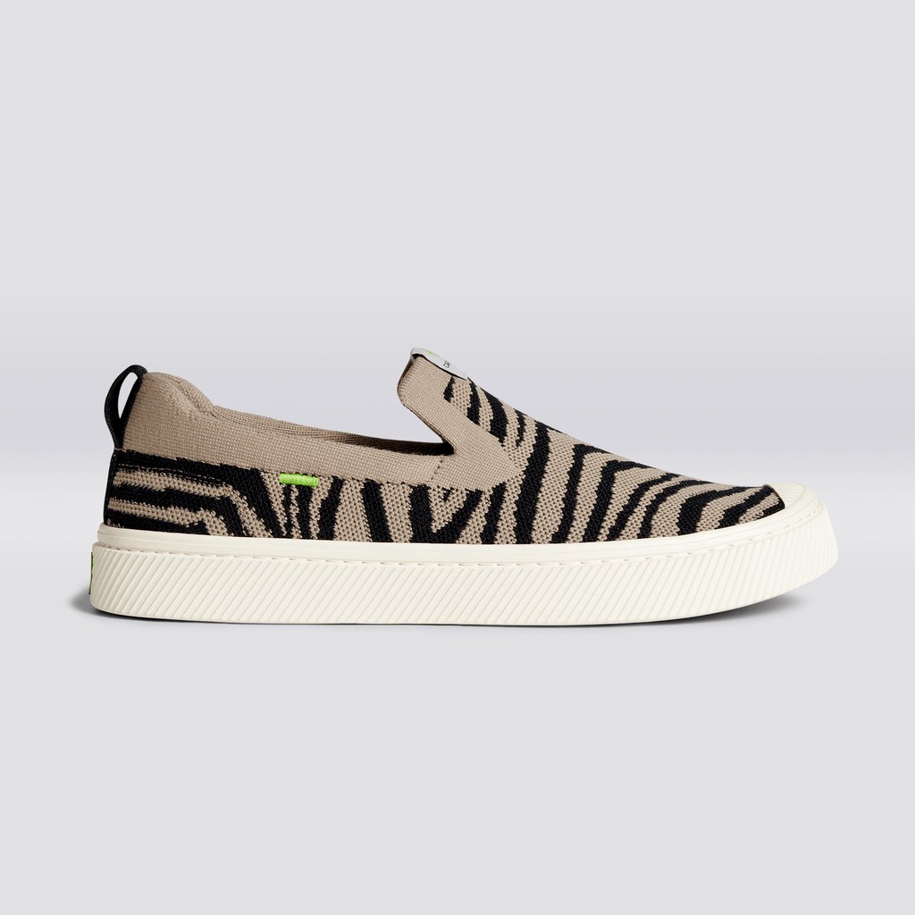 IBI Slip-On Cariuma Low Top Bamboo Weave Knit Vegan Zebra Print Homme | ARS-8099061